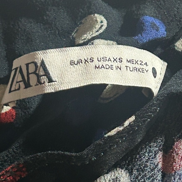 Zara Lexi Women’s Long Sleeve Midi Dress XS Black Multicolor Polka Dot Print - Picture 8 of 8